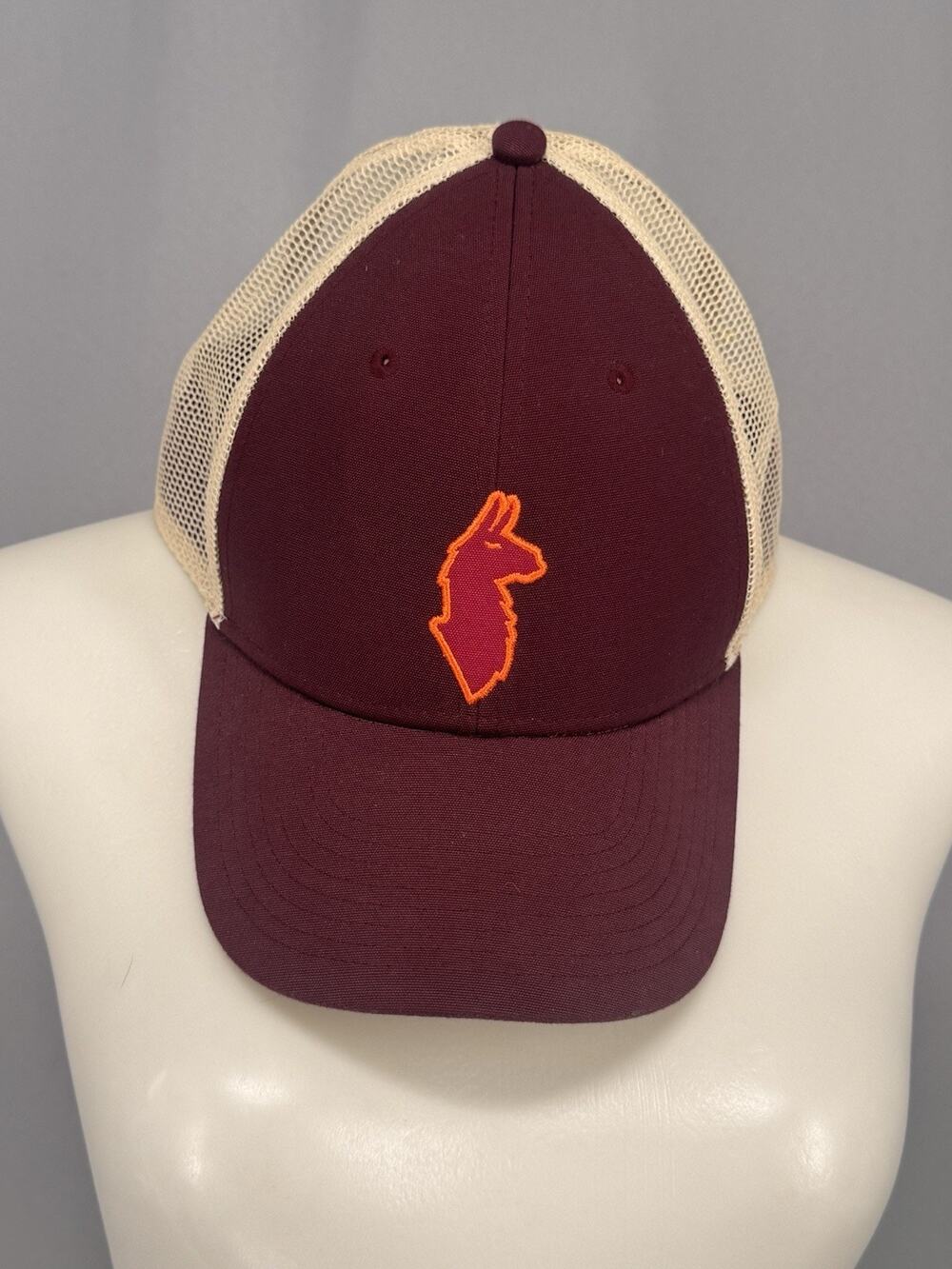 Cotopaxi Llama Snapback Trucker Hat Maroon Mesh Back One Size Unisex